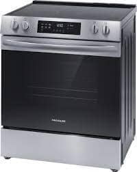 1331-43  30-in Glass Top 5 Burners 5.3-cu ft Self-Cleaning Slide-in Electric Range (Fingerprint Resistant Stainless Steel) Frigidaire FCFE308LAF  -- LIKE-NEW, NEAR PERFECT CONDITION