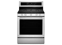 1331-44  30-in 5 Burners 5.8-cu ft Self-cleaning Convection Oven Freestanding Natural Gas Range (Stainless Steel with Printshield Finish) KitchenAid KFGG504KPS  -- OPEN BOX, GOOD CONDITION