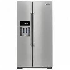 B2246  24.8-cu ft Side-by-Side Refrigerator with Ice Maker (Stainless Steel with Printshield Finish) ENERGY STAR KITCHENAID KRSF705HPS/04  -- LIKE-NEW, NEAR PERFECT CONDITION