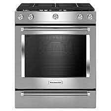 B5049  30-in 5 Burners 5.8-cu ft Self-cleaning Slide-in Natural Gas Range (Stainless Steel)  KitchenAid  KSGG700ESS  -- LIKE-NEW, NEAR PERFECT CONDITION