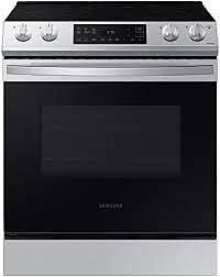 B4431  30-in Glass Top 5 Burners 6.3-cu ft Self-Cleaning Slide-in Smart Electric Range (Fingerprint Resistant Stainless Steel) Samsung NE63T8111SS  -- LIKE-NEW, GREAT CONDITION