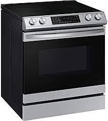 C845  Samsung 30-in Smooth Surface 5 Elements 6.3-cu ft Self-Cleaning Air Fry Convection Oven Slide-in Smart Electric Range (Fingerprint Resistant Stainless Steel)  SAMSUNG  NE63T8511SS  -- LIKE-NEW,