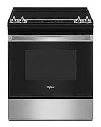 B4938  30-in Glass Top 4 Burners 4.8-cu ft Self-Cleaning Slide-in Electric Range (Fingerprint Resistant Stainless Steel)  Whirlpool  WEE515S0LZ  -- LIKE-NEW, GOOD CONDITION